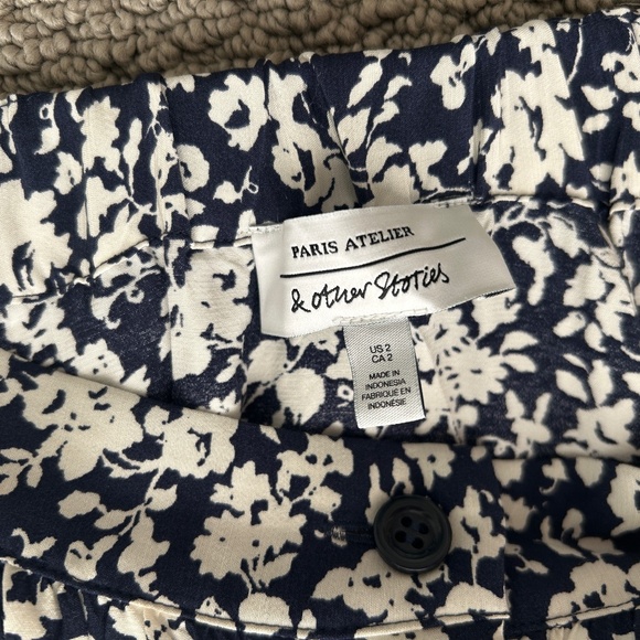 Mango Maxi Floral Skirt 2 Navy Blue XS - Picture 3 of 3